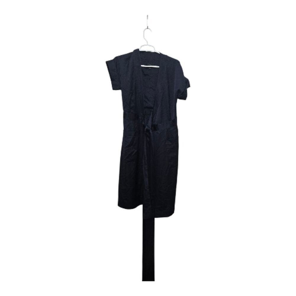 J.Crew Navy Wrap Midi Dress XS Tie Waist Work Office Classic